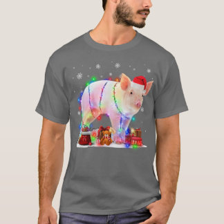 Camiseta Porco Engraçado Árvore Luzes de Natal Xmas Pijama 
