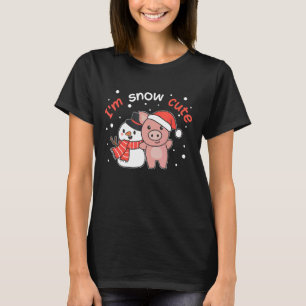Camiseta Porco, eu sou Snow Cute Snowman Snowman Pun