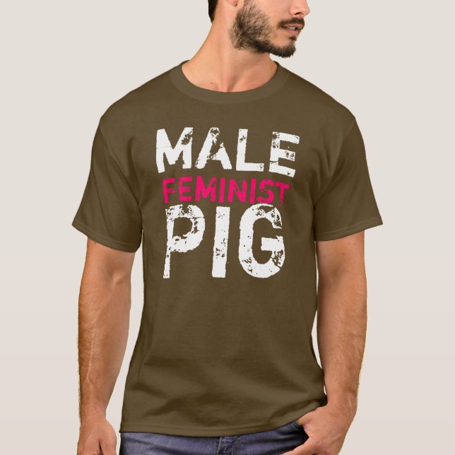 Camiseta Porco feminista masculino (Frente)
