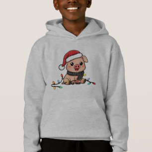 Camiseta Porco Festivo de Férias com Luzes de Natal