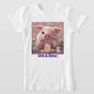 Camiseta Porco Fofo com Manicure e Bolo – design Rosa Brilh