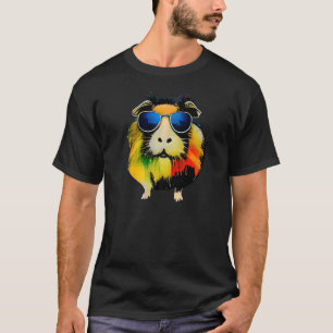 Camiseta Porco-guincho-branco Vestindo óculos escuros Cavy