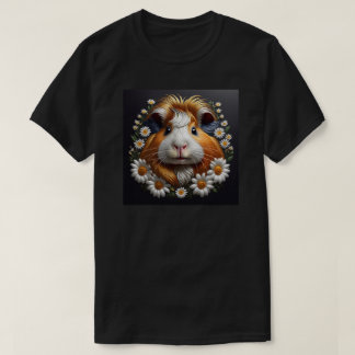 Camiseta Porco-guineense bordado com margarida