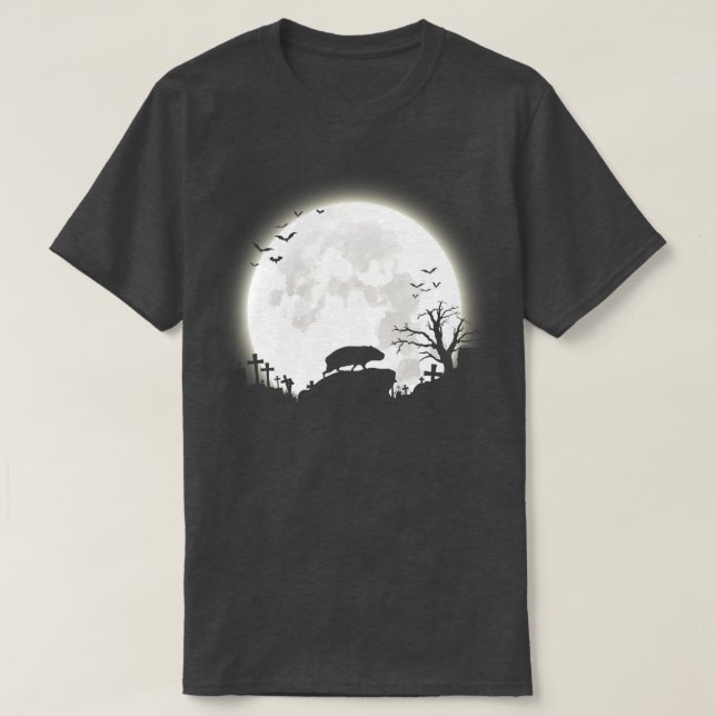 Camiseta Porco guineense com fundo de halloween grande (Frente do Design)