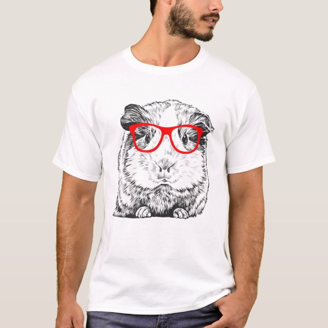 Camiseta Porco hipster-guincho em copos vermelhos (Frente)