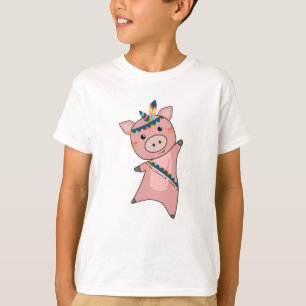 Camiseta Porco - Leitão Indígena Penas Animais do Carnaval