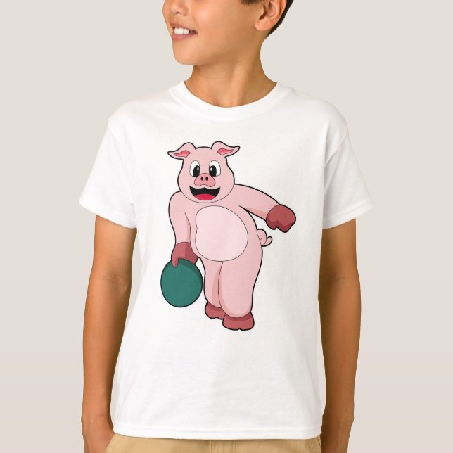 Camiseta Porco na Boliche com Bola de boliche (Frente)