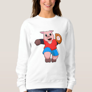 Camiseta Porco no Baseball com luva de Baseball