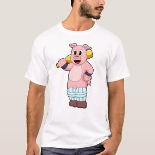 Camiseta Porco no Cricket com morcego de Cricket