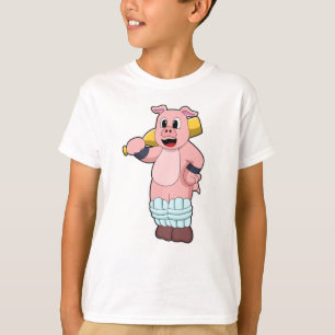 Camiseta Porco no Cricket com morcego de Cricket