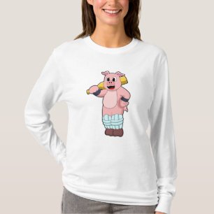 Camiseta Porco no Cricket com morcego de Cricket