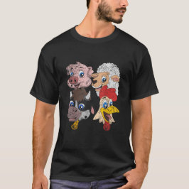 Camiseta Porco Ovelha Vaca Frango Crianças Pequenos Animais