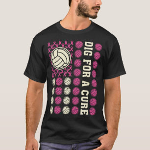 Camiseta Porco Para Cancer De Voleibol Rosa De Fita Cura