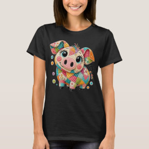 Camiseta Porco Patchwork Fofo