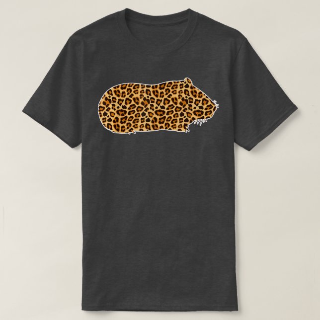 Camiseta Porco-Pato-Pinto-Pé-Pet-Impressão-Leopardo-Gir (Frente do Design)