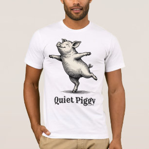 Camiseta Porco Quietinho Xilogravura Vintage Dançando