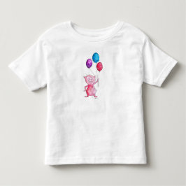 Camiseta Porco Rosa Caprichoso com Balões