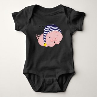 Camiseta Porco Rosa Fofo Dormindo de Touca de Dormir