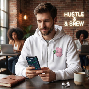 Camiseta Porco Rosa Segurando Dinheiro Fazendo Sinal de Pos