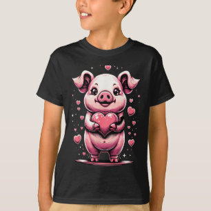 Camiseta Porco segurando coração Dia dos Namorados Cute Val