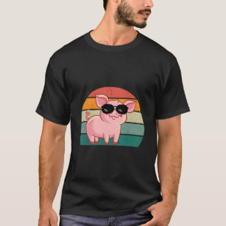 Camiseta Porco Usando Óculos de Sol Porco