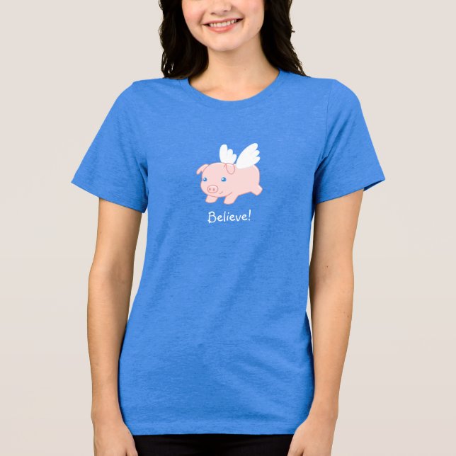 Camiseta Porco Voador - Acredite, Piglet com Asas (Frente)