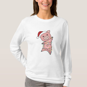 Camiseta Porcos de inverno com neve de Natal
