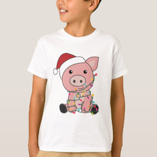 Camiseta Porcos de inverno com neve de Natal