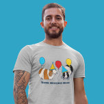 Camiseta Porcos e Balões de Guiné de Mensagens Personalizad<br><div class="desc">Crie t-shirts personalizadas para a sua festa ou um presente personalizado quando adicionar a sua própria mensagem a esta árvore gráfica. Apresenta ilustrações bonitas de cobaias em chapéus de festa com balões coloridos. Seu texto aparece abaixo do gráfico em marinho azul.</div>