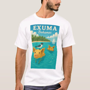 Camiseta Porcos nadando nas Bahamas Praia Tropical Exuma 20