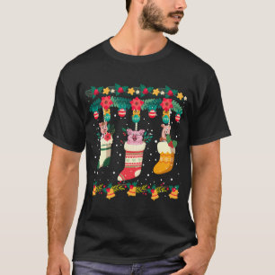 Camiseta Porcos Natal Stocks Luzes X-mas Pajama Corresponde