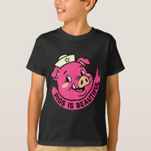Camiseta Porcos são lindos porcos halloween animal de fazen