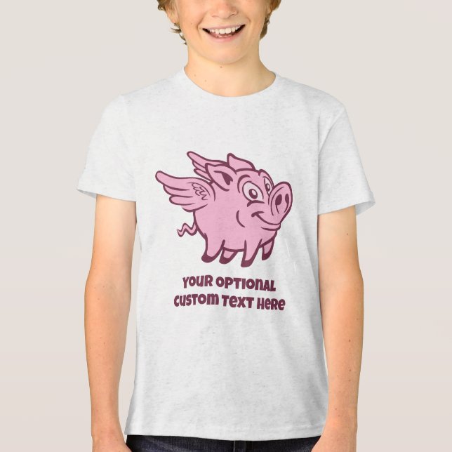Camiseta Porcos Voadores de Nome e Texto Personalizados (Frente)