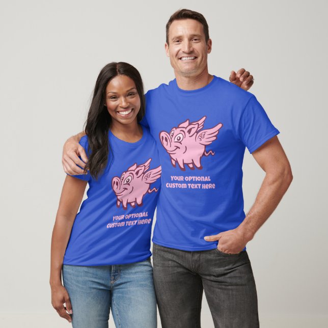 Camiseta Porcos Voadores de Texto Personalizados (Unissex)