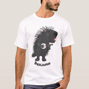 Camiseta Porcupine engraçado bonito tocando cartum banjo