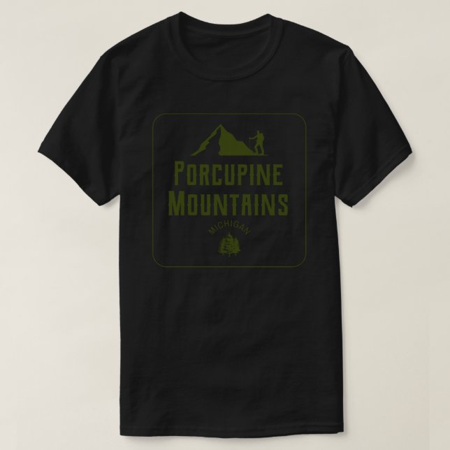Camiseta Porcupine Montanhas do Michigan Mountain Hike Squa (Frente do Design)