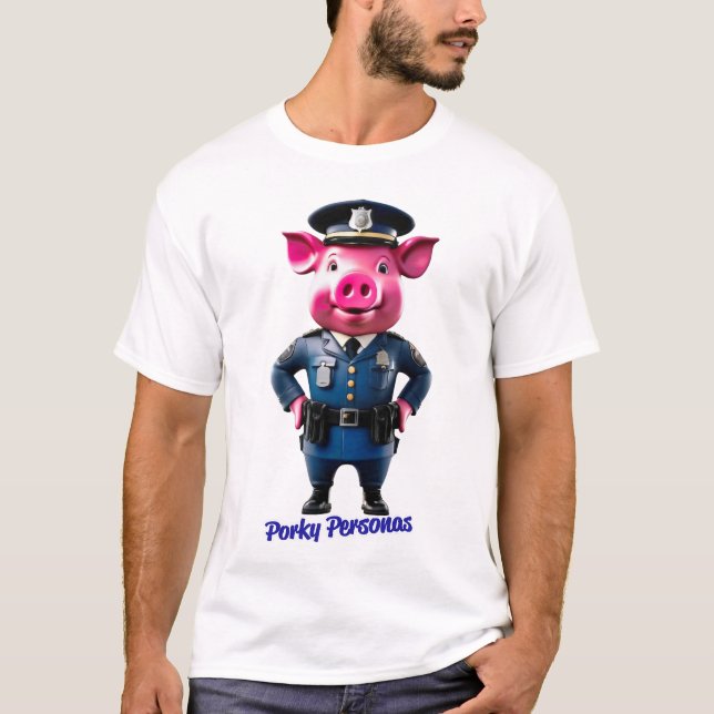 Camiseta Porky Personas tem personagens engraçados de porco (Frente)