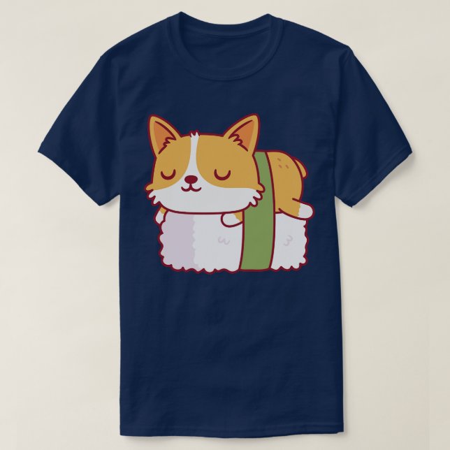 Camiseta Porodle Corgi Sushi Cute (Frente do Design)