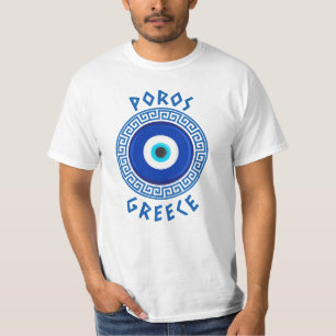 Camiseta Poros, Grécia - Camisa-T Grego-Mau