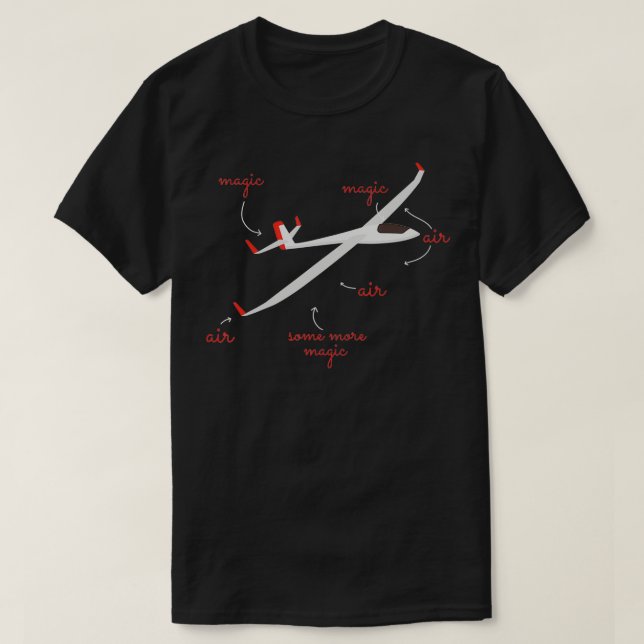 Camiseta Porque pilotos de planador voam magia apenas com h (Frente do Design)