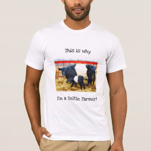 Camiseta Porque sou um fazendeiro Beltie Belted Cow Calf Ga