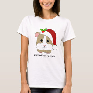 Camiseta Porquinho-da-índia de Natal com chapéu de Papai No