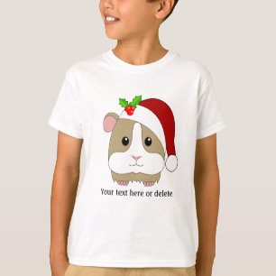 Camiseta Porquinho-da-índia de Natal com um chapéu de Papai