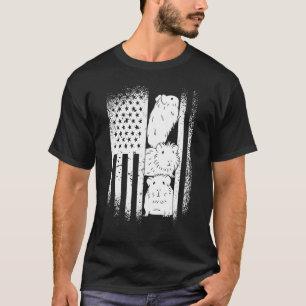 Camiseta Porquinho-da-índia EUA Bandeira Americana Porquinh