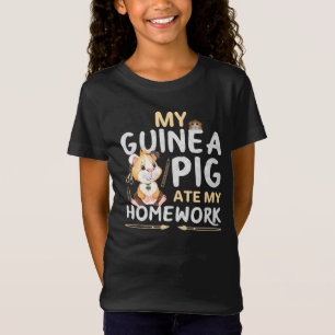 Camiseta Porquinho-da-índia Fofo Comeu Minha Lição de Casa