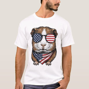 Camiseta Porquinho-da-índia Patriótico Gravura Vintage