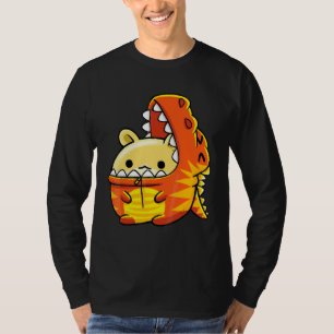 Camiseta Porquinho-da-índia Vestindo Rex Dinossauro Dourado