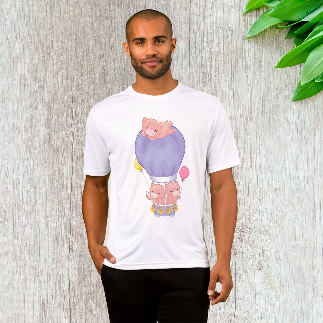 Camiseta Porquinhos Voadores em Balão de Ar Quente (Criador carregado)