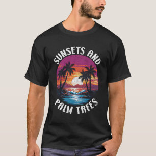 Camiseta Pôrs do sol E Palmeiras Férias De Verão Su Tropica