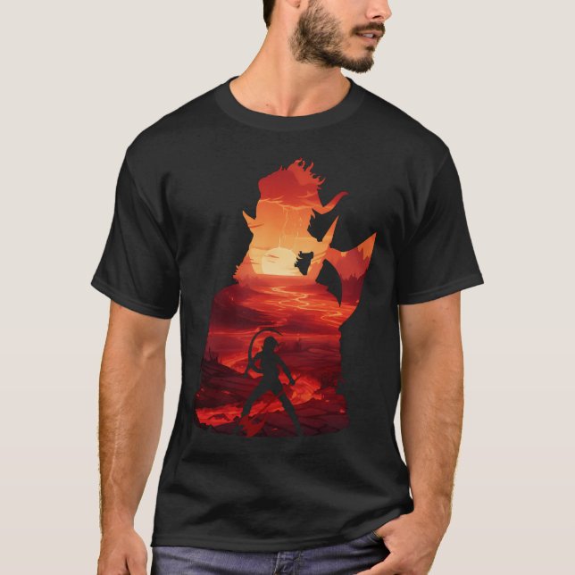 Camiseta Porta Baldurs 3 - Illusão Negativa de Karlach (Frente)